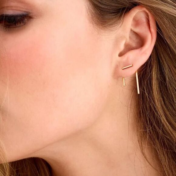 Jewelry - Gold 14k Gold Plated Geometric Bar Stud Earrings